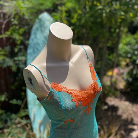 Betsey Johnson Turquoise and Orange Lace Dress - Picture 2 of 8